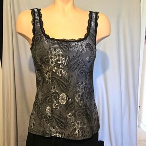 White house black market jacquard fitted boustier tank top